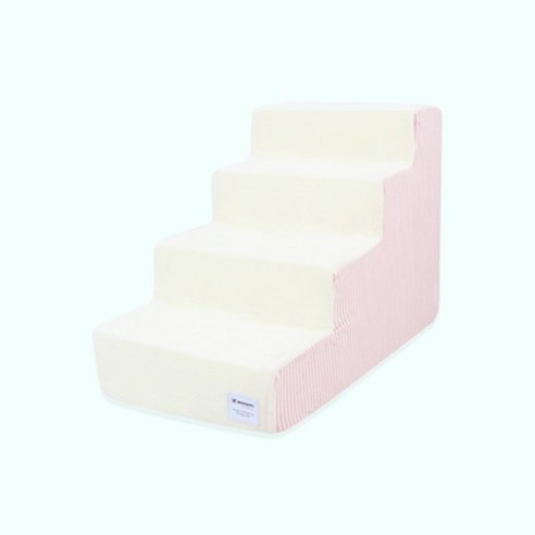 개과천선 밀케이 강아지 펫스텝 슬개골 보호 관절 예방 소형견 노령견 애견 프리미엄 논슬립 계단, 4단, 스트라이프 핑크, 1개