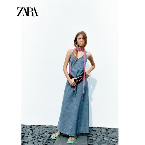 ZARA 자라 데님 나시 롱 원피스