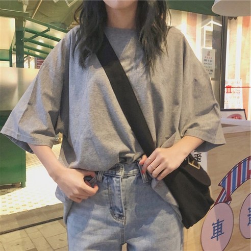 KORELAN 8색 루즈핏 뚱뚱 MM 여름 반팔 티셔츠 여상의 여성복