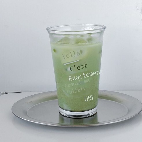 인스타그램 우유 아침컵 대용량 알파벳 유리컵 만화 커피잔 주스 우유컵, 350ml, Voil 화이트 텀블러