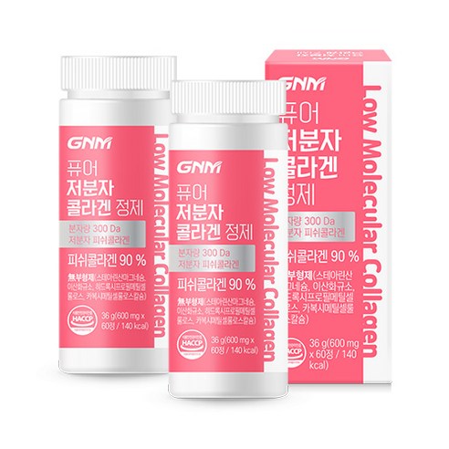 [300달톤] GNM 이성경 퓨어 먹는 저분자 피쉬 콜라겐 펩타이드, 60정, 36g, 2병