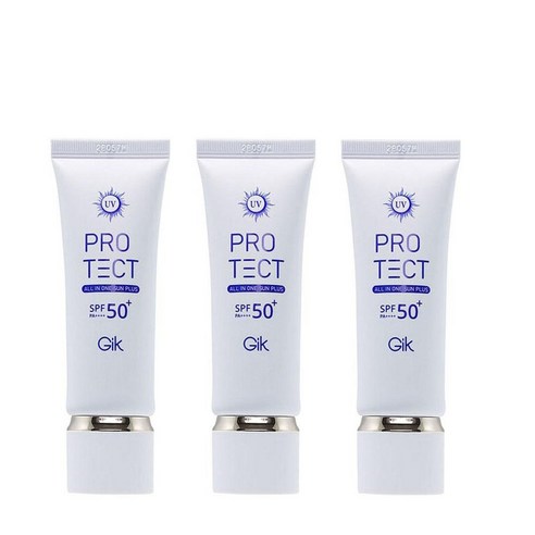GIK 올인원 유기자차 데일리 썬크림 40ml (SPF50+) 수분 촉촉한 썬크림, 3개