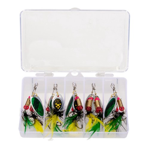 10pcs / lot 낚시 숟가락 미끼 회 전자 미끼 낚시 wobbler 금속 미끼 상자, 하나, 보여진 바와 같이