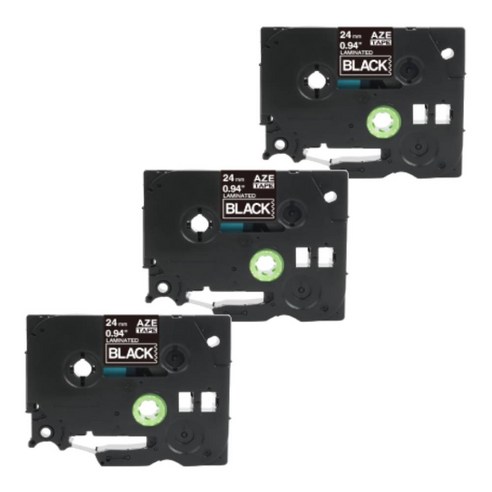우리네라벨 브라더 라벨테이프 3개 세트 호환 PT-P300BT PT-P710BT PT-D600 PT-D610BT, 24mm, 검정바탕 흰색글씨