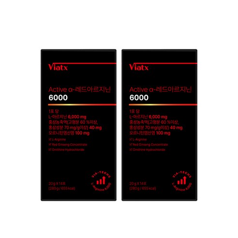 비아텍스 아르기닌 6000 레몬맛 타우린 홍삼 아미노산, 280g, 2개