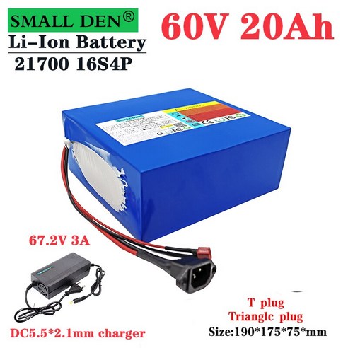 전기 새로운 60V 20Ah 21700 리튬 배터리 팩 16S4P 1000-2500W 높은 전력 67.2v 스쿠터 오토바이 전기 자전, 05 Triangle-DC-Charger, 한개옵션1 전기오토바이판매