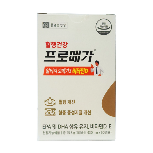 종근당건강 프로메가 알티지 오메가3 비타민D 430mg x 60캡슐, 6정, 6개