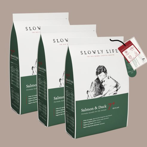 슬로울리라이프 노령견 노견 전용 사료 시니어 항산화보충 소프트사료, 10+(10~12세), 3개, 1.6kg