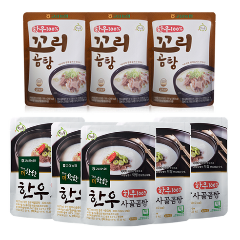 [고삼농협 착한들] 한우 꼬리곰탕 3팩 + 한우 사골곰탕 5팩, 8개, 500gx300ml