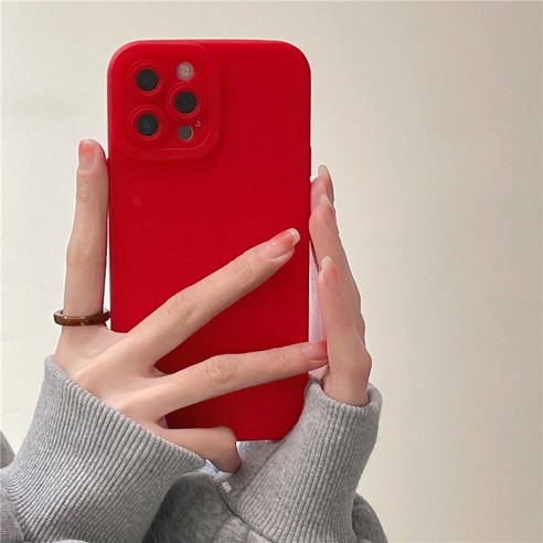 핸드폰 케이스 중국 빨간색 순색 샌드위치 애플 13/12Promax 케이스 xr 적용 아이폰11/xs소프트78plus