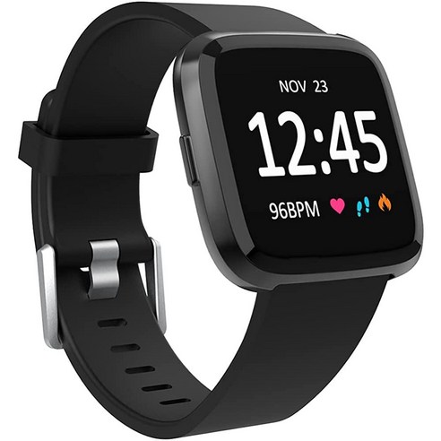 Fitbit Versa 2 밴드Fitbit VersaVersa Lite와 호환되는 스포츠 밴드 스마트 워치용 클래식 소프트 실리콘 교체 손목 밴드 여성 남성 블랙 스몰 21668