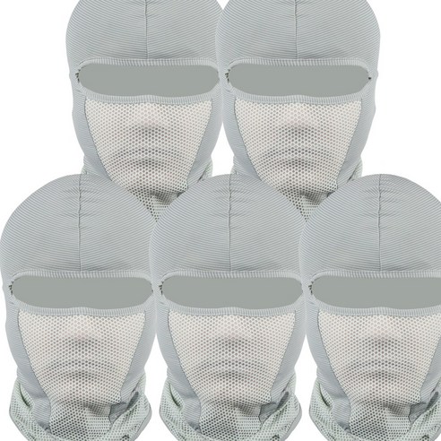 KATTUS COOLS BARACLAVA 1+1+1+1+1 망사복면 쿨 바라클라바 냉감바라클라바 복면 멀티스카프 스카프 워머 골프파크 형광증백제스트 완료 KC인증, 그레이 5pcs, 4개