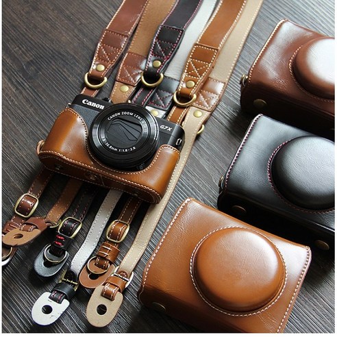 캐논 G7X 시리즈를 위한 스타일리시하고 실용적인 가죽 케이스 & 파우치 세트