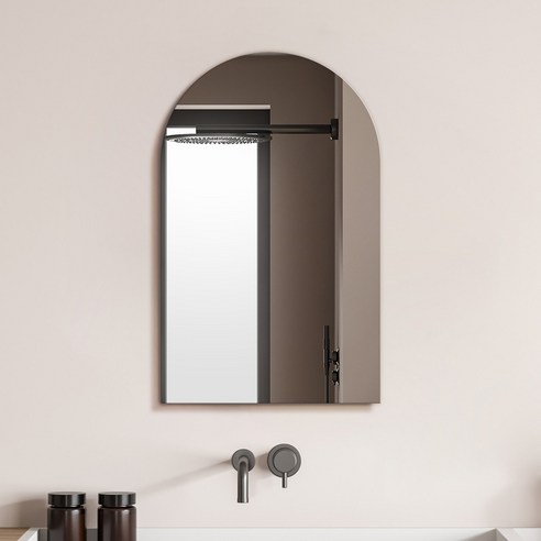 온미러 아치형 벽 거울 노프레임 욕실거울 벽걸이형 50cmX80cm