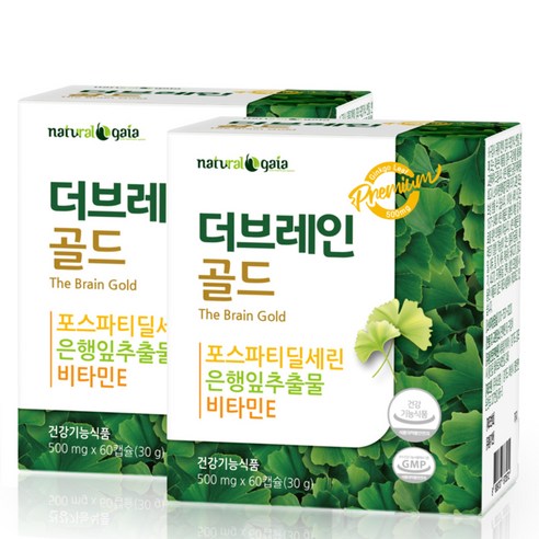포스파티딜세린(미국산) 뇌영양제 기억력영양제 포스타디딜세린 포스파티딜세린분말 포스파디딜세린 포스타틴딜세린 포스티딜세린 포스타딜세린 은행잎추출물 더브레인골드, 60정, 2개