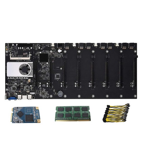 128기가바이트 MSATA SSD 10X8Pin 전원 케이블과 Riserless 광업 마더 보드 8CPU 비트 코인 암호화 Etherum 광업, 4기가바이트 & T37, 보여진 바와 같이