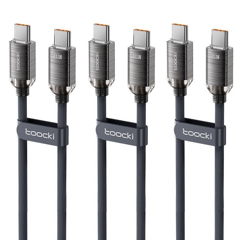 Toocki 100W C to C PD 초고속 충전 케이블, 1m, 블랙, 3개입
