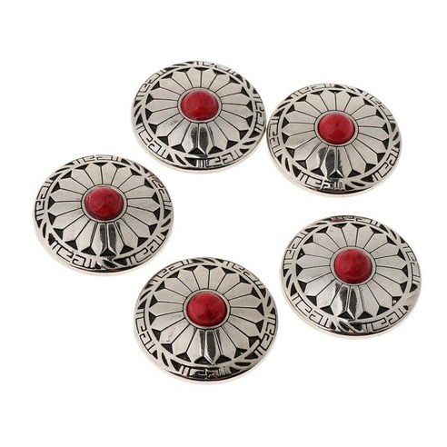 가죽 공예에 대한 청록색 비즈 스크류 백이있는 5pcs 대형 리벳 버튼, 레드, 합금