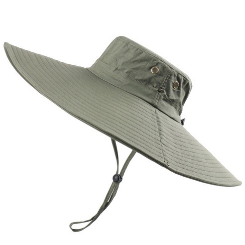 [SW] 새로운 16CM 큰 와이드 브림 여름 어부 모자 패션 솔리드 Sombreros 드 야외 하이킹 비치 모자 메쉬 통기성 안티 자외선 태양 모자, Army green