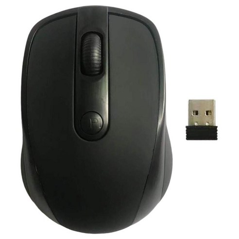휴대용 무선 마우스 2.4G 컴퓨터 1600DPI 저소음 인체 공학적 광 마우스 가정용 사무실용 수신기 작동 게임 포함, 검은 색, 95x40x65mm, ABS