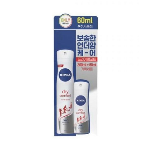 니베아 데오드란트 스프레이 드라이컴포트 200ml+60ml, 1개, 200ml