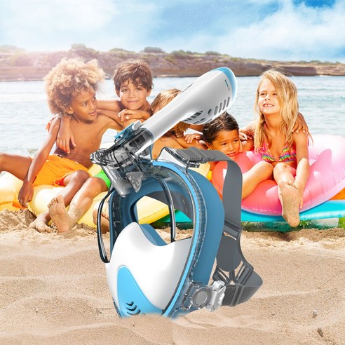 듀얼브레서 스노클링 마스크 프리다이빙 V3 아동, 스카이