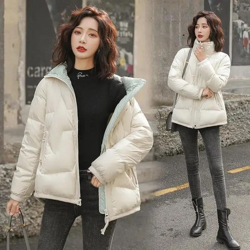 smy여성 짧은 재킷 겨울 새로운 한국어 캐주얼 모든 경기 흰색 오리 다운 자켓 스탠드 칼라