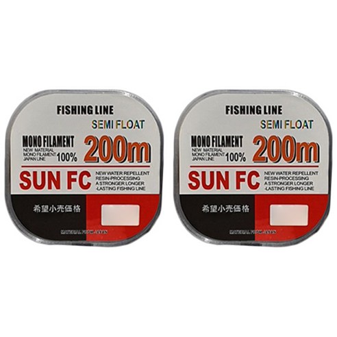 세미플로팅 200m 원줄부터 대물까지 민물 바다 모노라인 낚싯줄 투명색 레드색, 1.5호+1.5호, 빨간색