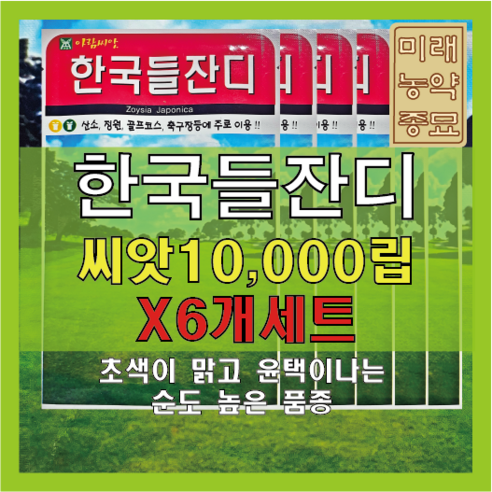 [23년산 국내생산] 잔디 씨앗/한국들잔디 만립(10000립) (X6개세트) - 산소용 정원용 골프장용 축구장용, 6개