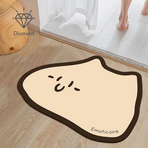 디아망 규조토 빨아쓰는 주방 현관 욕실 논슬립 소프트 발매트 매트, 베이지캣, 1개