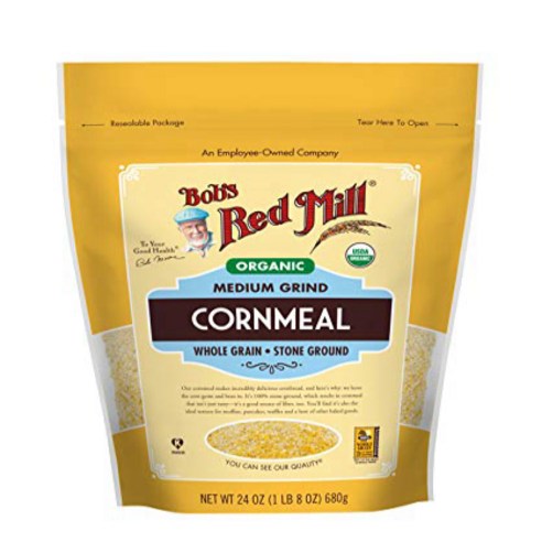 Bob's Red Mill 유기농 중간 입자 옥수수가루 천연 곡물 680g24oz, 680g, 1개