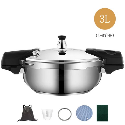 Ryusei 미니 압력밥솥 스텐 압력밥솥 소형압력밥솥 인덕션압력밥솥 5분누룽지밥 가마솥 1.8L-3.0L 대용량 4-8인용 가스용 캠핑 가정용 IH 압력밥솥 5045, 3L