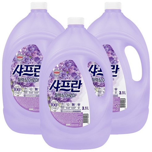 샤프란 시어버터 섬유유연제 릴렉싱 아로마 본품, 3.1L, 3개