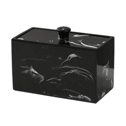 수지 이쑤시개 디스펜서 책상 뚜껑이있는 주최자 컨테이너 장식 메이크업 보관 이쑤시개 상자 호텔 주방 홈, 13x6.8x8cm, 검은 색