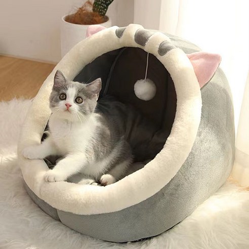 반려묘 냥이집 강아지집 사계절 범용용품 폐쇄형 고양이침대 탈부착 가능7.5kg35cm, 그린