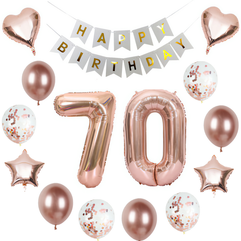 파파 파티 환갑 칠순 팔순 60 70 80 풍선 가랜드 배너 세트, 로즈골드핑크  70, 1세트