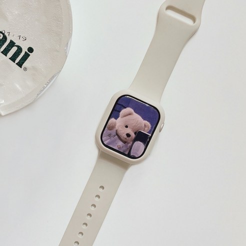 우먼스9999 애플워치 호환 실리콘 밴드 스트랩, 38/40/41mm, 앤틱화이트