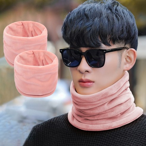 [1+1] 벨벳 넥워머 부드러운 방한 넥워머 목토시, 2개, 핑크
