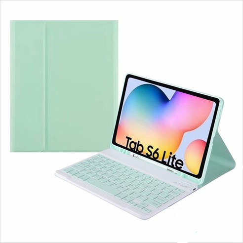 삼성 갤럭시 탭 s6 라이트 10.4 SM-P610 P615용 마그네틱 키보드 케이스, 녹색 + 녹색 키보드