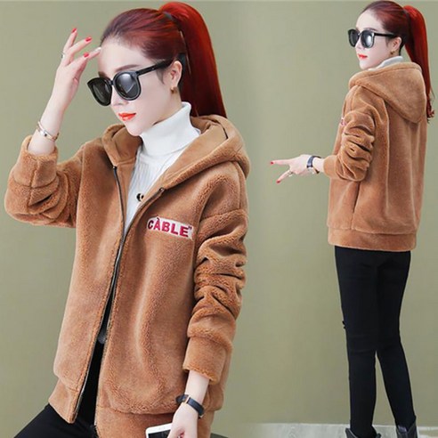 JUSTFEELING 여성 뽀글이 점퍼 퍼 자켓