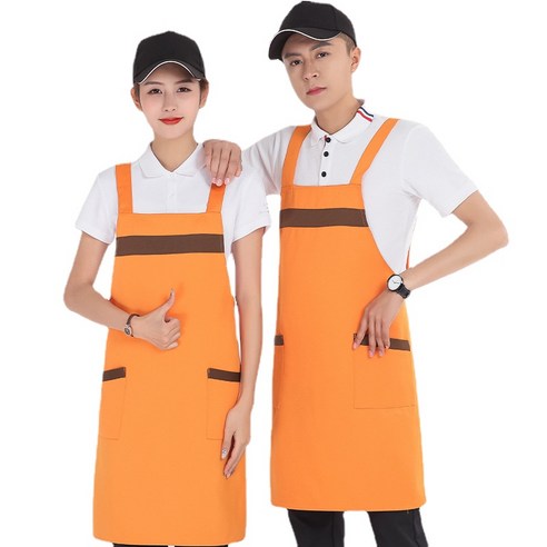 ANKRIC 가정용 방유방모색 투포켓 멜빵 앞치마 원피스앞치마, 오렌지