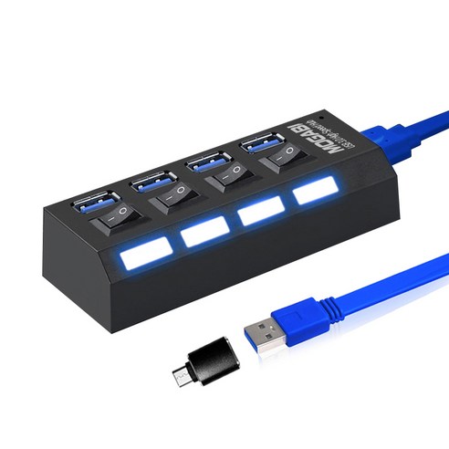 모가비 USB 3.0 C타입 4포트 허브 개별스위치, MOG-130