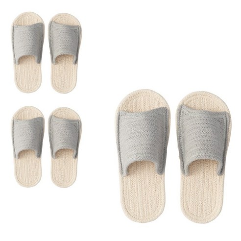 무인양품 MUJI 인도면 혼방 룸 샌들 앞트임 3개 JKA42A0S, 에크루×그레이