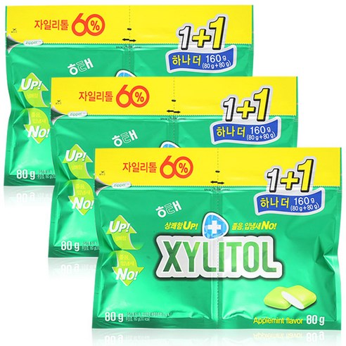 해태 자일리톨 껌 스마일리 리필 160g x 3개 GUM 입가심