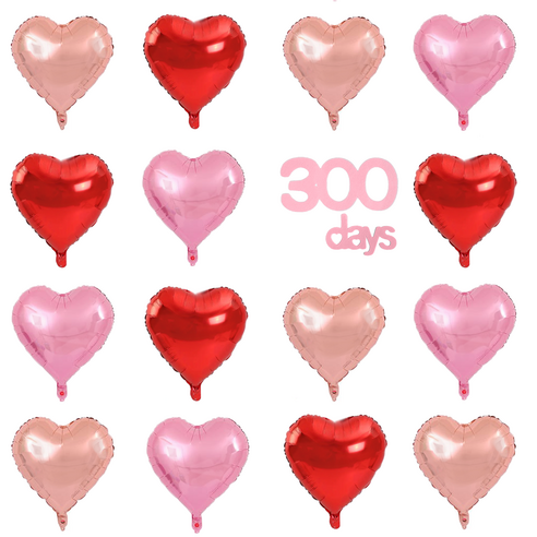 파파 파티 하트 풍선 세트 기념일 생일 포토월 DIY, 1세트, 레드6/핑크6/로즈골드6 + 300days