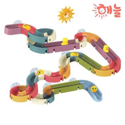 해늘 워터슬라이드 웨이 DIY 아기 목욕놀이 물놀이 장난감, 48pcs