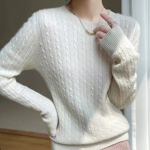 DarjinQD 여성 단색 심플 니트티 긴팔티셔츠 스웨터 E406