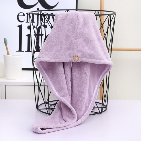 ZZJJC 코랄 드라이 헤어타올 퓨어 극세사 흡수 드라이 헤어캡 여욕모자 긴머리 기프트, 퍼플, 순색