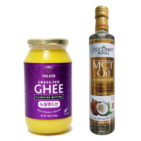 밀키오 목초사육 기버터 Ghee 500mL + 코코넛킹 프리미엄 MCT 500mL