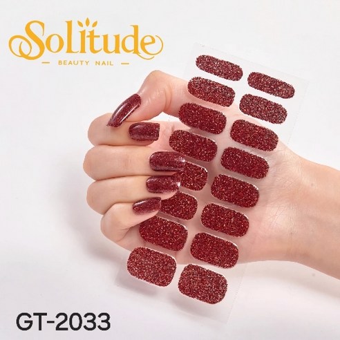 Solitude 32P 글리터 젤 네일 스트립, 2장, 자두색